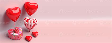 Valentine's Day banner with a sparkling red 3D heart 17340300 Stock ...