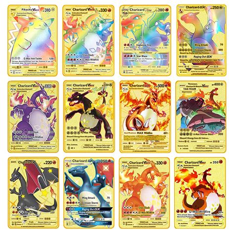 Buy Tehfgog Charizard Pokemon Cards, 12 Pcs Metal Charizard Cards Vmax GX Series Rainbow Rare ...