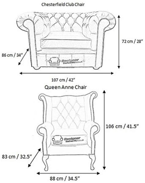 Measurements of Chesterfield Furniture | Designer Sofas 4U ...