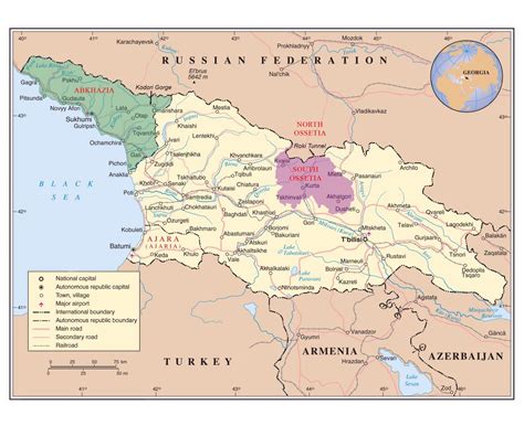 Large Detailed Political Map Of Georgia With Abkhazia And South Ossetia | My XXX Hot Girl