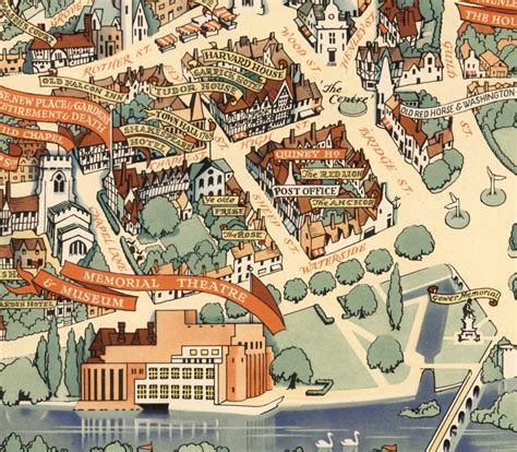 Stratford-upon-Avon map - Pictorial map fine print on paper or canvas