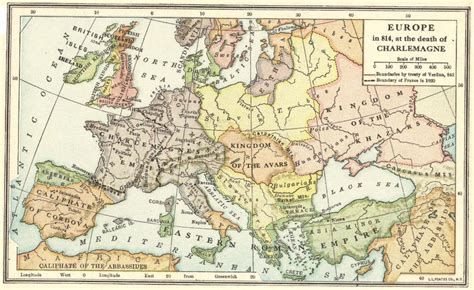 Map of Europe in 814 at the Death of Charlemagne | Student Handouts