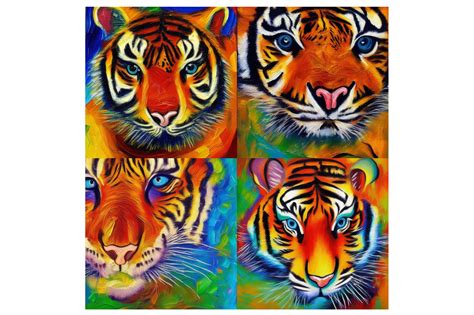 Tiger Head Oil Painting Bundles Graphic by Arief Sapta Adjie · Creative Fabrica