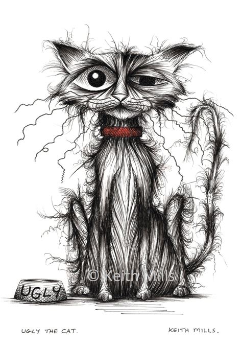 Ugly the Cat Print Download Nasty Shabby Scruffy Pet Puss Kitten Kitty Pussycat Moggie With Bent ...