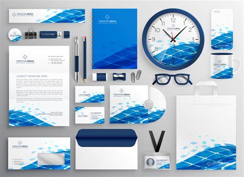 creative business stationery design in blue abstract shape - Download Free Vector Art, Stock ...