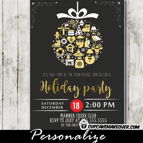 Company Holiday Party Invitations, Vintage Christmas Decorations ...