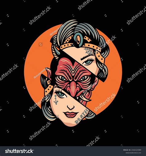 Devil Inside Tattoo Vector Design Stock Vector (Royalty Free) 2142121989 | Shutterstock