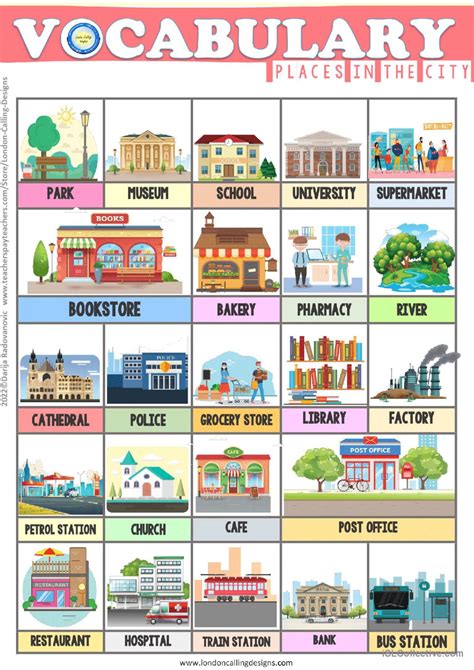 Places in the City Vocabulary: English ESL worksheets pdf & doc