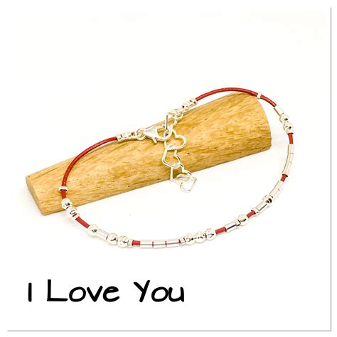 I Love You Morse code bracelet, leather and sterling silver, hidden message bracelet, Valentine ...