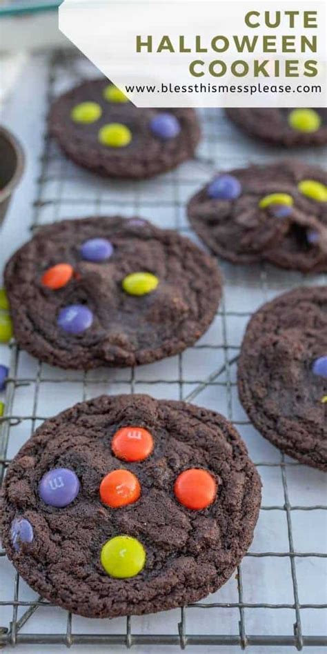 Dark Chocolate Halloween M&M Cookies — Bless this Mess