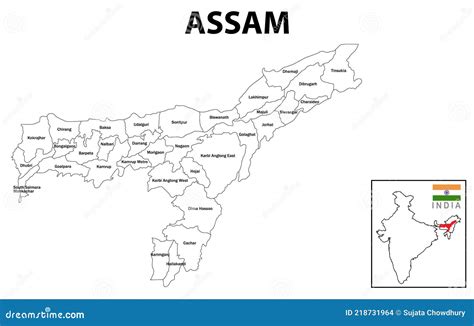 Assam Map. Political And Administrative Map Of Assam With Districts ...