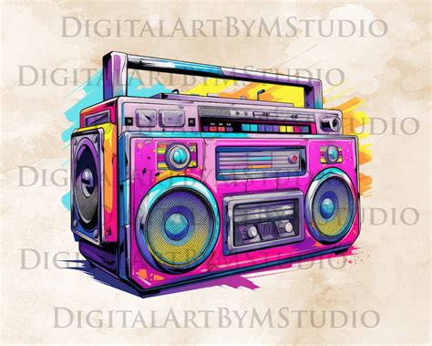 Boombox PNG, 80s Clipart, Hip Hop, Boom Box Clipart, Retro PNG, Boombox ...