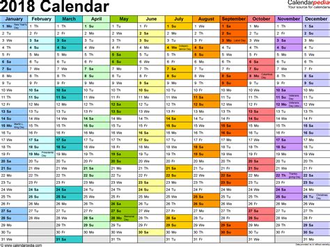 2018 Calendar - 17 Free Printable Word Calendar Templates