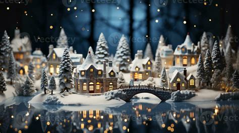 Miniature Holiday Christmas Decorated Town and Snowy Village Scene ...