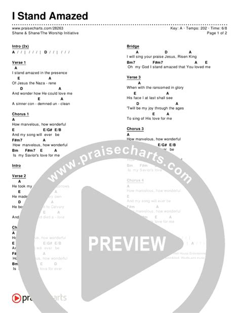 I Stand Amazed Chords PDF (Shane & Shane / The Worship Initiative ...