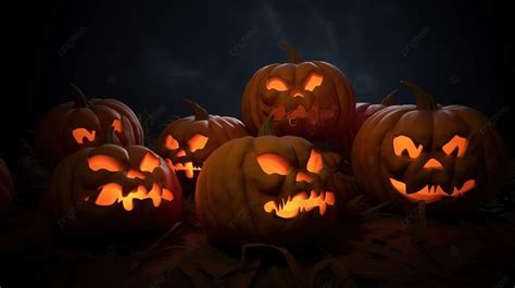 Halloween Pumpkins Brought To Life With 3d Rendering Background ...