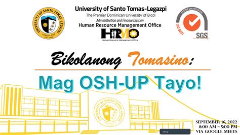 BIKOLANONG TOMASINO, MAG OSH-UP TAYO! - University of Santo Tomas - Legazpi