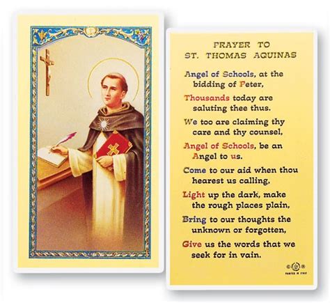 Prayer To St. Thomas Aquinas Laminated Prayer Cards 25 Pack