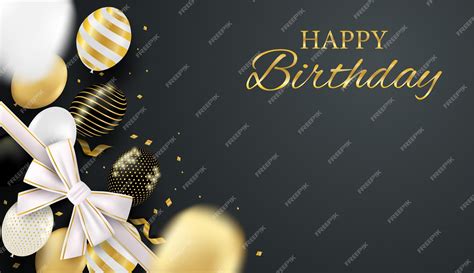 Premium Vector | Happy birthday celebration card. design with black, white, gold balloons and ...