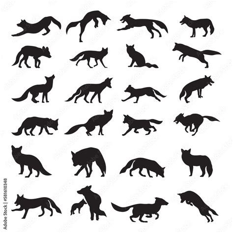 Fox silhouette vector illustration set Stock Vector | Adobe Stock