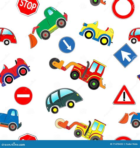 Seamless kids cars pattern stock vector. Illustration of game - 71470432