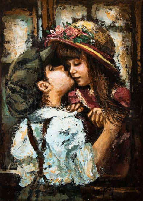 "First Kiss", Pintura por Elena Kraft | Artmajeur