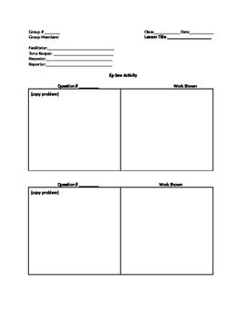 JigSaw Activity Template by MathFantastic | Teachers Pay Teachers