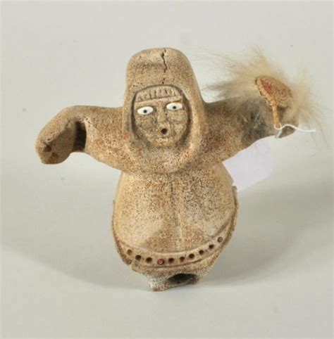 Inuit Fossilized Whale Bone Carving, Artist Signed : Lot 12