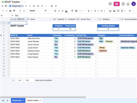 RSVP Tracker Template | Spreadsheet.com