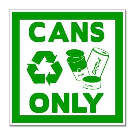 AI-rdbin030-03 - 1 Color Cans Only Recycling Decal 4" Square - labels sticker, recycling stickers