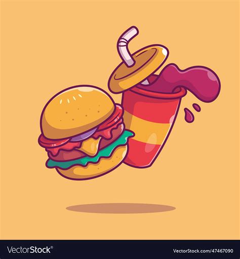 Burger and soda cartoon Royalty Free Vector Image