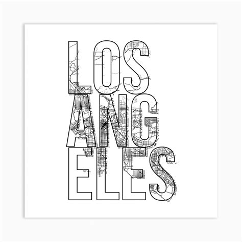 Los Angeles Street Map Typography Square Art Print | Square art, Art prints, Typography