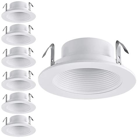 Buy TORCHSTAR 4 Inch Classic White Recessed Light Trim, Metal Step Baffle Trim, Fit Halo/Juno ...