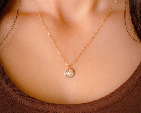 tiny gold lotus necklace - EFYTAL Jewelry