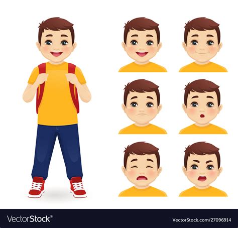 School boy emotions Royalty Free Vector Image - VectorStock