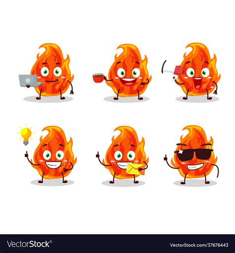 Fire cartoon character with various types Vector Image