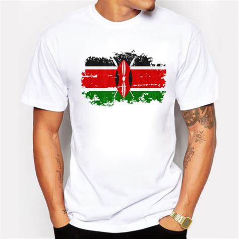 2017 Men T Shirts Kenya National Flag Nostalgic Style Design Short Sleeve Summer Cotton Kenya ...