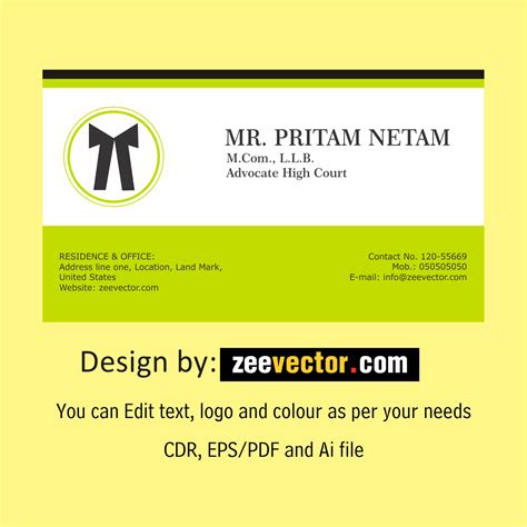 Advocate Visiting Card Design - Vector Design - Cdr, Ai, EPS, PNG, SVG