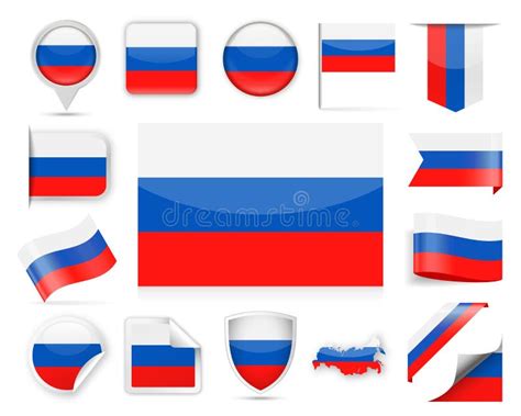 Russia Flag Vector Set stock illustration. Illustration of country ...