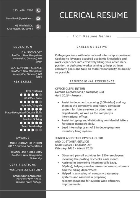 Clerical Worker Resume Example & Writing Tips | Resume Genius | Resume ...