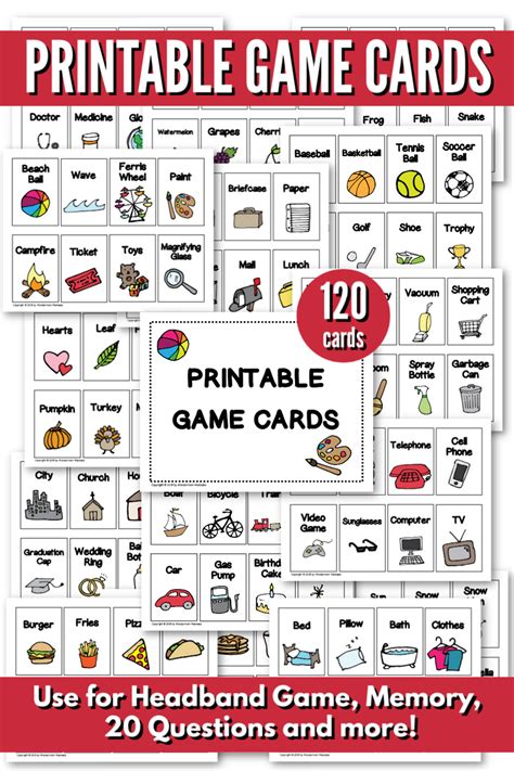 Printable Game Cards for Headband Game, Memory, or 20 Questions – Wondermom Shop