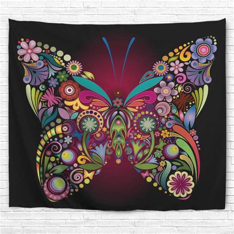 [60% OFF] Colorful Butterfly 3D Printing Home Wall Hanging Tapestry For ...