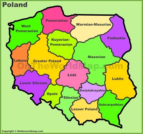 Administrative divisions map of Poland