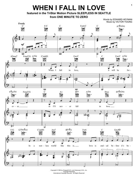 When I Fall In Love sheet music by Celine Dion (Piano, Vocal & Guitar (Right-Hand Melody) – 62538)