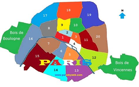 Touristic Areas In 20 Districts Of Paris - PARIS BY WEB