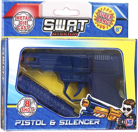 HTI Toys Swat Mission Die-cast Metal Cap Gun Pistol With Silencer | Great Fun For Adults Kids ...