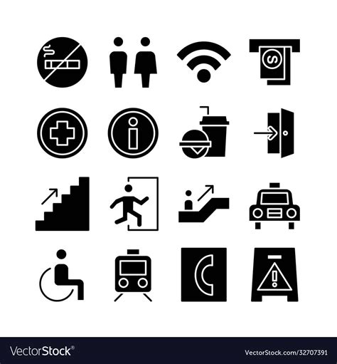 Public facilities icon set Royalty Free Vector Image