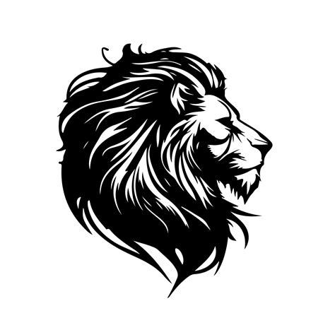 Lion head face logo silhouette black icon tattoo mascot hand drawn lion ...