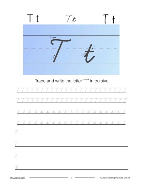 How to Write Cursive T [Worksheet + Tutorial] - My Cursive