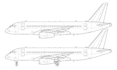 Sukhoi SSJ-100 blank illustration templates – Norebbo